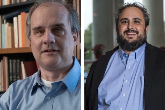 Robert Englebretson (left), associate professor of linguistics, and Simon Fischer-Baum, associate professor of psychological sciences, are leading a multidisciplinary effort to strengthen the scientific foundation for braille literacy instruction.