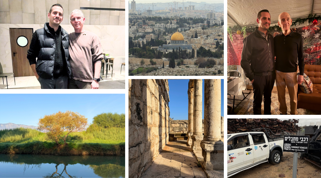 Scenes from Craig Considine’s recent faculty fellowship trip to Israel include meetings with scholars and civic leaders, visits to historic and religious sites, and moments of cultural exchange across the country.