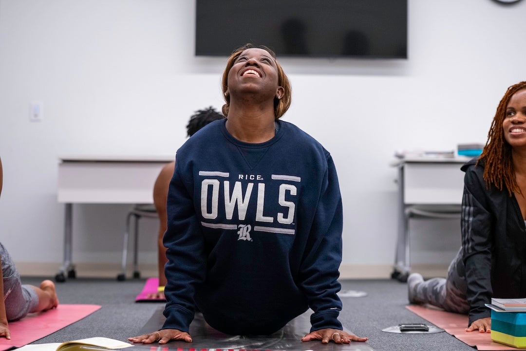 Yoga session at the Moody Center