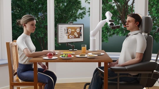 AI-generated image of man assisted by brain-computer technology