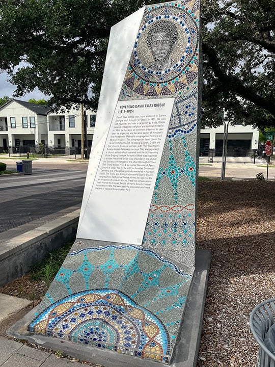 A marker at Houston's Emancipation Park honors Elias Dibble