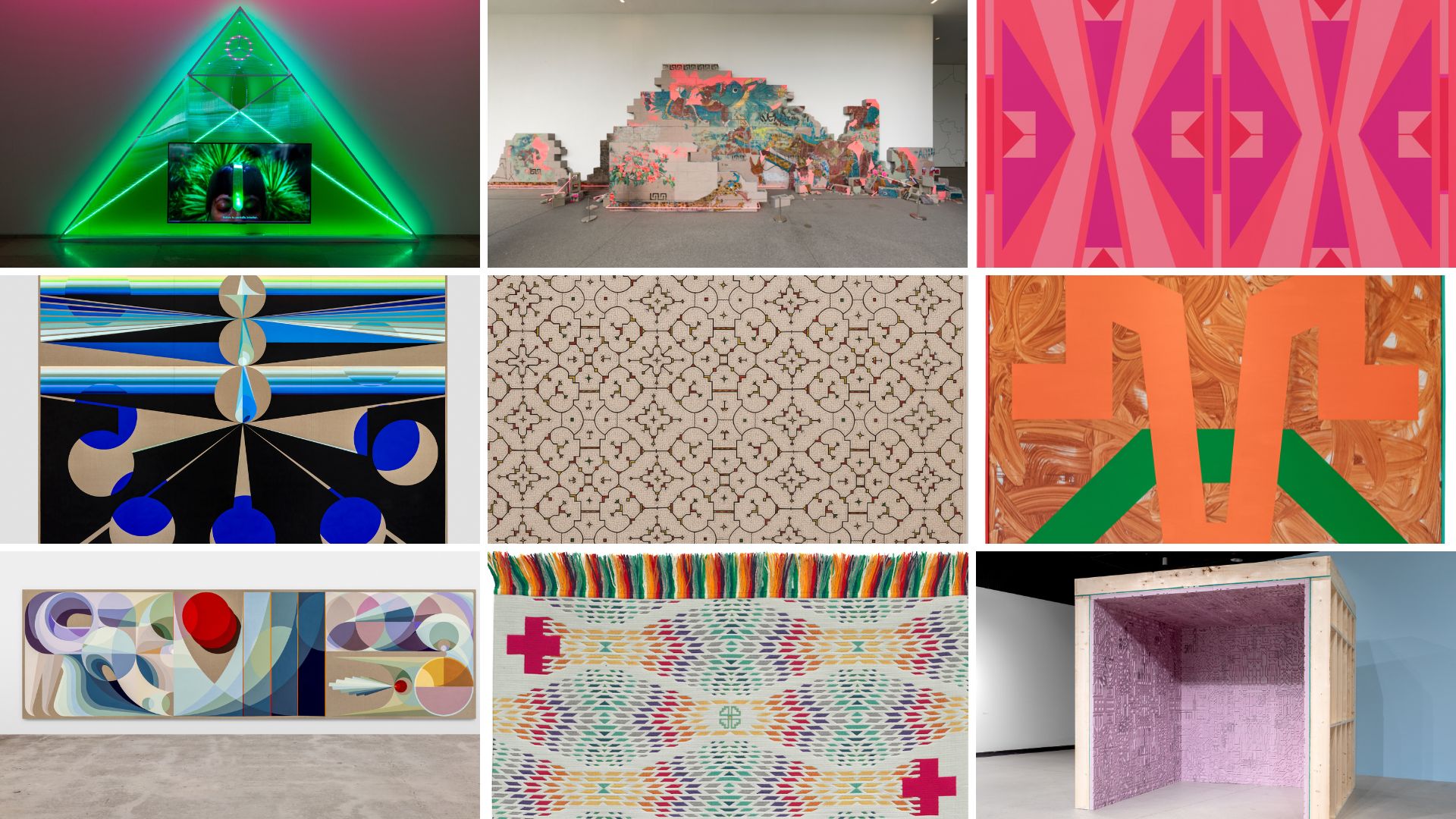 Collage of artwork at the Moody Center for the Arts