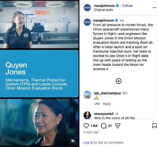 Instagram post from NASA