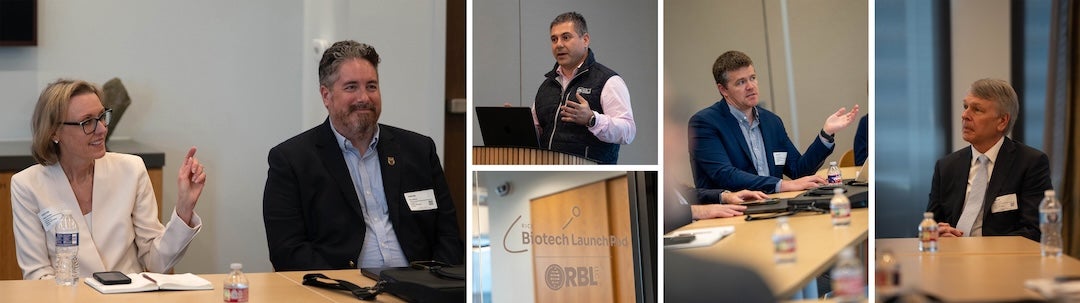 photo collage of people in a conference room having a discussion