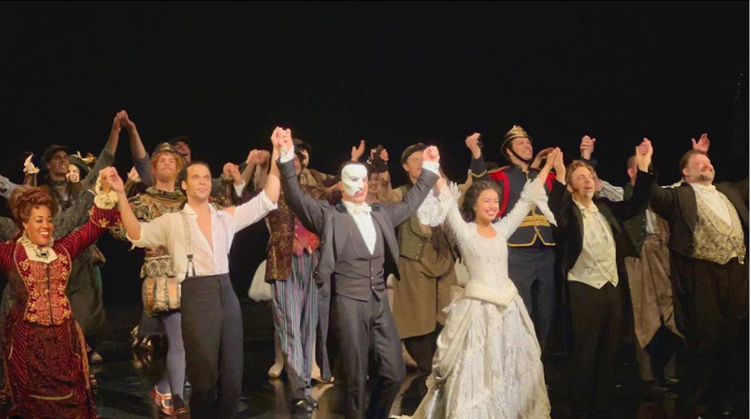 Feliciano and the rest of the cast of Broadway's "Phantom of the Opera" take a bow following Feliciano's debut covering the role of Christine.