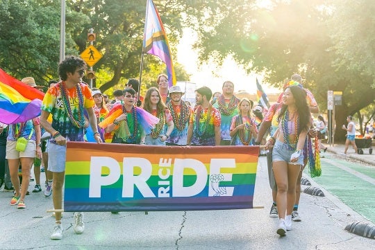 Rice participating in the 2024 Pride Parade