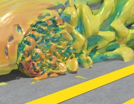 Engineers at Rice and Waseda universities produce a video simulation to illustrate the complex aerodynamics around a moving car and its tires.