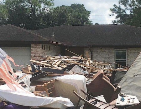 Destroyed home following Hurricane Harvey. 