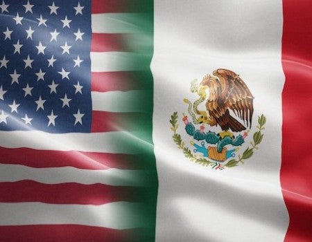 US and Mexico flags