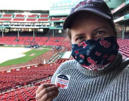 Voter at Fenway Park