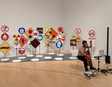Paul Mortilla performing at New Art / New Music 2022