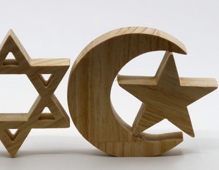 PIcture of Jewish and Islamic religious symbols. Photo credit: 123rf.com