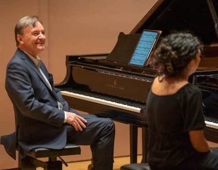 British-born classical pianist Sir Stephen Hough gives Shepherd School master class
