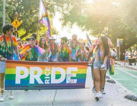 Rice at the Pride parade
