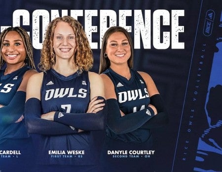 Rice volleyball had three players receive AAC all-conference honors.