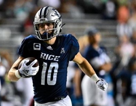 Rice wide receiver Luke McCaffrey was selected by the Washington Commanders with the 37th pick in the third round of the 2024 NFL Draft April 26.