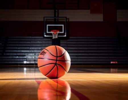 Basketball on court