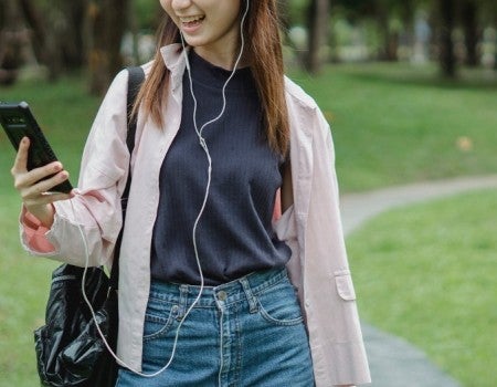 Student on phone