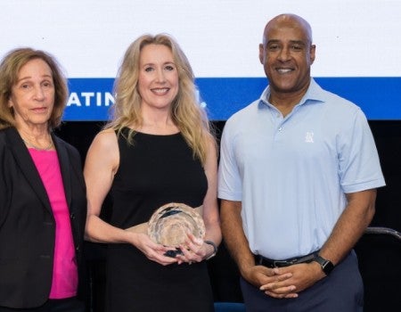 Elizabeth Gillis, Victoria Langlais and President DesRoches