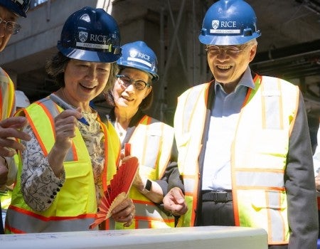 2025 topping out ceremony for Chao and Lovett colleges.