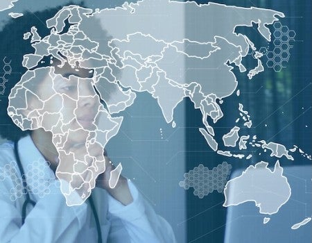 stock photo representing a doctor and the continent of Africa
