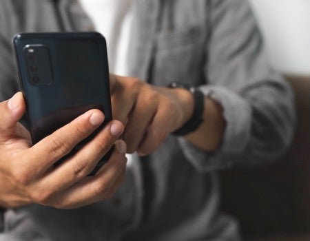 Person on phone stock image
