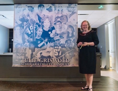 Rice University celebrated the achievements of its student-athletes and the legacy of one of their most influential mentors during the 40th annual Scholar-Athlete Celebration March 5 in the R Room at Rice Stadium.