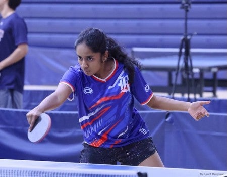 A member of the Rice University Table Tennis Club’s women’s team.