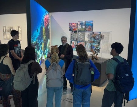 Joan Fontcuberta with class in the Moody Center for the Arts