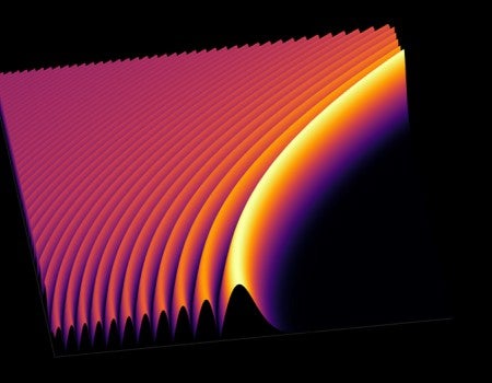 representation of curving beam against black background