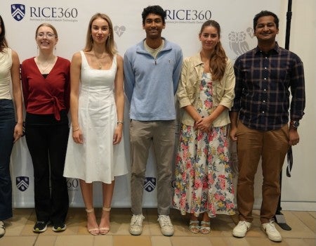 Group of six students honored by Rice360 posing for a picture