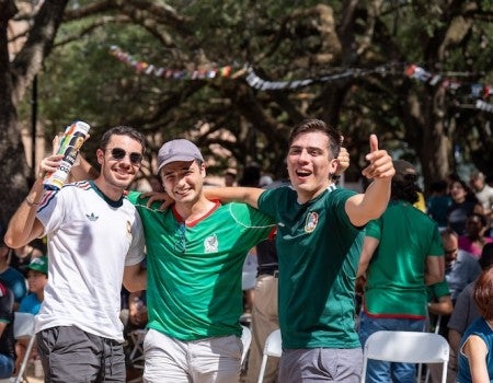 Attendees of Rice's watch party for the opening game of the 2026 FIFA World Cup on June 11.