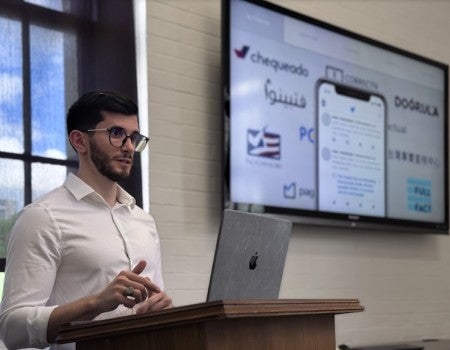 presents research examining how digital technologies shape political information and communication. His dissertation explores why people increasingly turn to AI chatbots to fact-check political content and identify misinformation.
