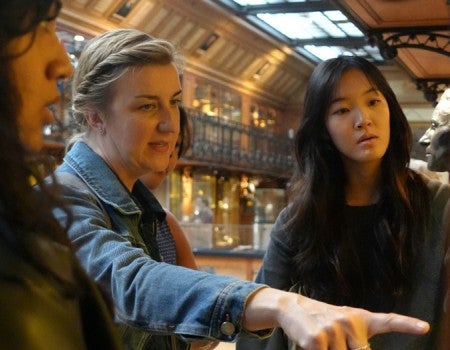 Professor Laura Kabiri with students at a medical history museum in Paris