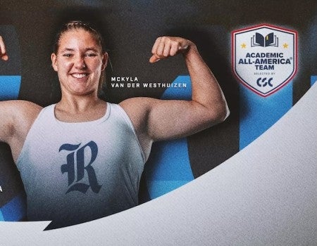 Rice women's track and field athlete Mckyla Van der Westhuizen added one more honor to her stellar career after being named a CSC Academic All-America First Team, the organization announced Wednesday morning.  