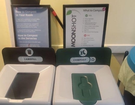 Composting station at a servery