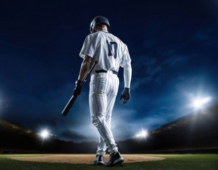 Stock photo of a baseball player. 