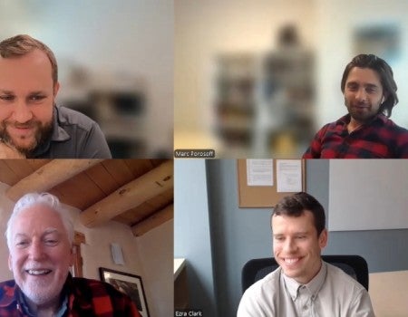 A screenshot taken during a recording for PodCAT, featuring guest Charles Campbell from the University of Washington. 