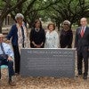 Rev. William Lawson visits namesake grove at Rice for first time with family.