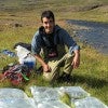 Mark Torres with water samples collected from Iceland's Efri Haukadalsá River in 2016.