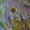 A colorized image of Jezero Crater, the target for NASA’s Perseverance rover. Kirsten Siebach, a Martian geologist at Rice University, is one of 13 scientists selected to help operate the rover. (Credit: NASA/JPL-Caltech/MSSS/JHU-APL)