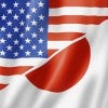 US and Japan flags split down the middle. 
