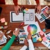 Group working on a color pallatte