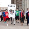 Baker College seniors walk through the Sallyport during a mock graduation March 13, 2020.