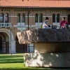 In 1984, Michael Heizer’s massive triptych of pink granite monoliths, “45°, 90°, 180°,” became the first major commission of public art on campus. These days, it’s common to find Rice students spreading out and enjoying the weather on nice days atop the flat surface of the 180-degree monolith, with its pleasant view of the Engineering Quad.