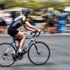 Cyclist from Lovett College racing during Beer Bike 2022