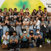 Rice students posing for group photo after volunteering at Houston Food Bank