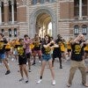 Students dancing in front of Sallyport during O-Week 2022
