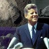President Kennedy speaks at Rice Stadium.