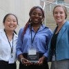 Team Fistula Fighters members (from left) Trinh Woolridge, Savannah Chatman and Samantha Olson from Washington University in St. Louis were first place winners in the 2023 Global HealthTechnologies Design Competition at Rice University's Rice360 Institute for Global Health Technologies